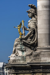 Fototapeta premium Beaux-Arts style Alexandre III bridge (1896-1900) Paris, France.