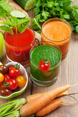 Fresh vegetable smoothie. Tomato, cucumber, carrot