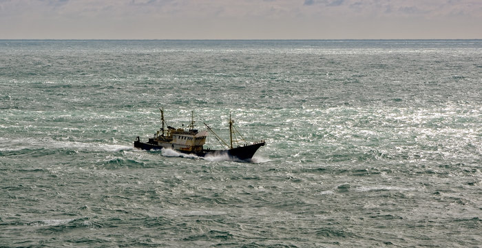Commercial fishing trawler boat
