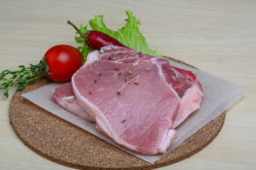 Raw pork steak