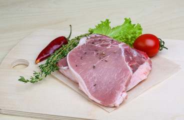 Raw pork steak