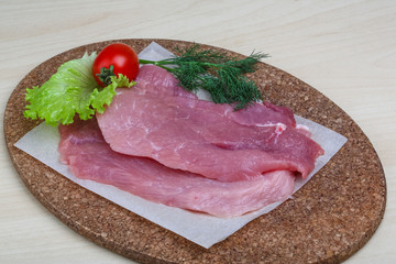 Raw pork schnitzel