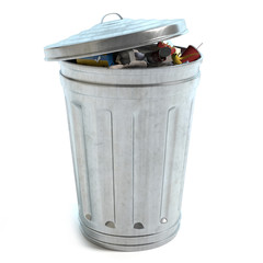 3d illustration of a garbage can full of trash - 88505101