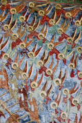 Fresco old monastery painted wall Sucevita