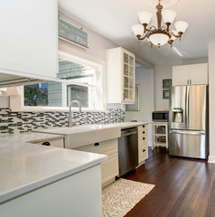 State of the art kitchen with stainless steel appliances.