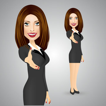 business woman giving a right hand for 