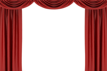 Background image of red stage curtain on theater