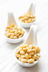 soy beans on white background.