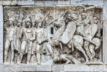 Architectonic detail of arch of Constantine in Rome