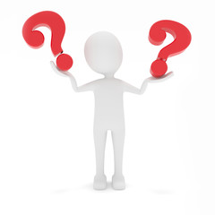 3D Männchen mit Fragezeichen