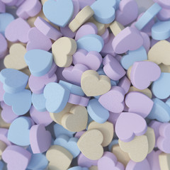 Fototapeta na wymiar 3 D render of heart candies.