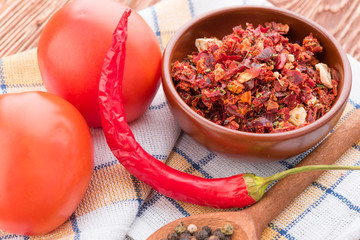 Chili papper on wooden