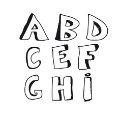 Hand Drawn Alphabet With Black Color Doubled Lines