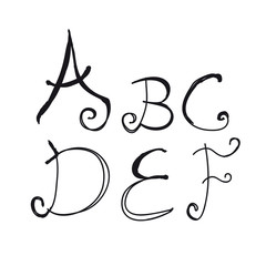 Hand Drawn Set of Alphabet With Black Color