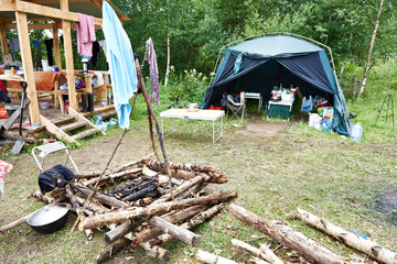 Parking of tourists at campsite