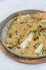 Fried seafood pancakes