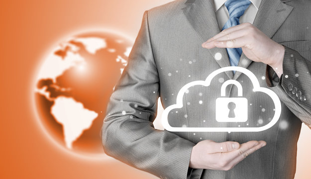Protect cloud information data concept. Security and safety of