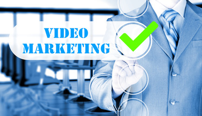 business man pressing checkbox Video Marketing