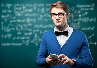 Teacher, blackboard, board.