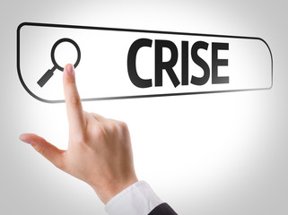 Crisis (in Portuguese) written in search bar on virtual screen