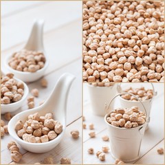 chick-pea on white  wooden background