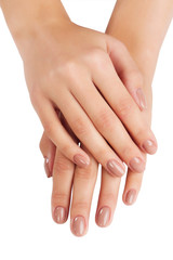 Fototapeta premium Woman's hands with manicure isolated