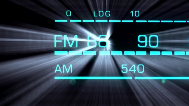 Sweeping from 88 to 100 Mhz on an FM radio with light ray effects