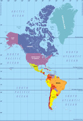 high detailed map of North and South America