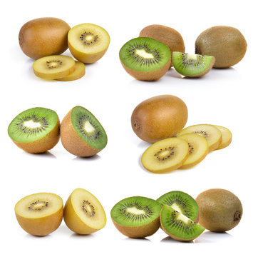  kiwi fruit on a white background