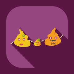 Flat modern design with shadow icons turd, faeces