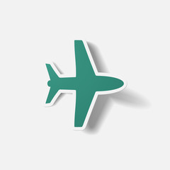 Paper clipped sticker: plane