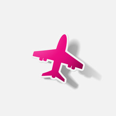 Paper clipped sticker: plane
