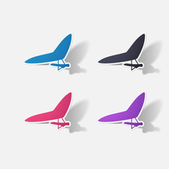 Paper clipped sticker: hang-glider