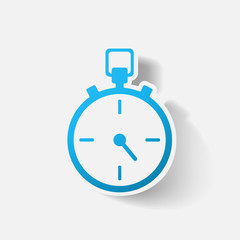 Paper clipped sticker: stopwatch