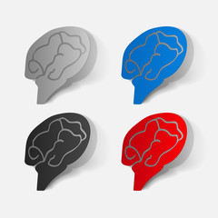 Paper clipped sticker: brain