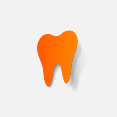 realistic paper sticker: tooth