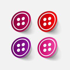 Realistic paper sticker: sewing Button