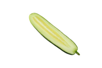 Fresh cucumber in cut isolated on white.