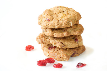 Cranberry cookie on white background