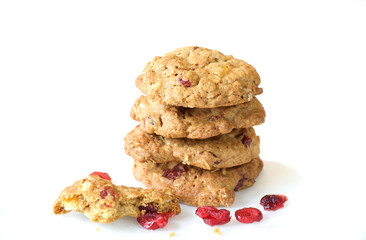 Cranberry cookie on white background