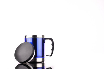 steel mug isolated on white background