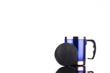 steel mug isolated on white background