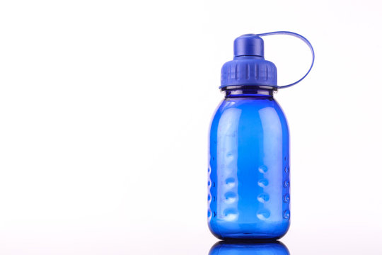 blue bottle isolated on white background