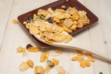 Cornflakes Caramel . Selective focus, shallow DOF 