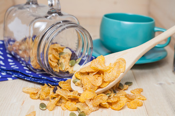 Cornflakes Caramel. Selective focus, shallow DOF 
