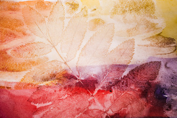 Abstract artistic watercolor background, autumn leaf