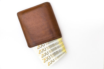 euro banknote in wallet