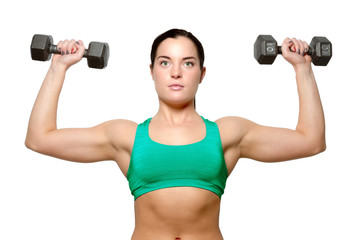 Female exercises with free weights