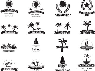 Summer emblem collection isolated on white