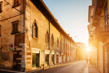 View of old street at historic centre of Verona (Italy) at dawn